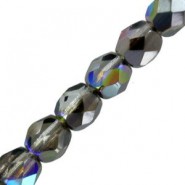 Czech Feuerpolierte Glasschliffperlen 4mm Crystal graphite rainbow